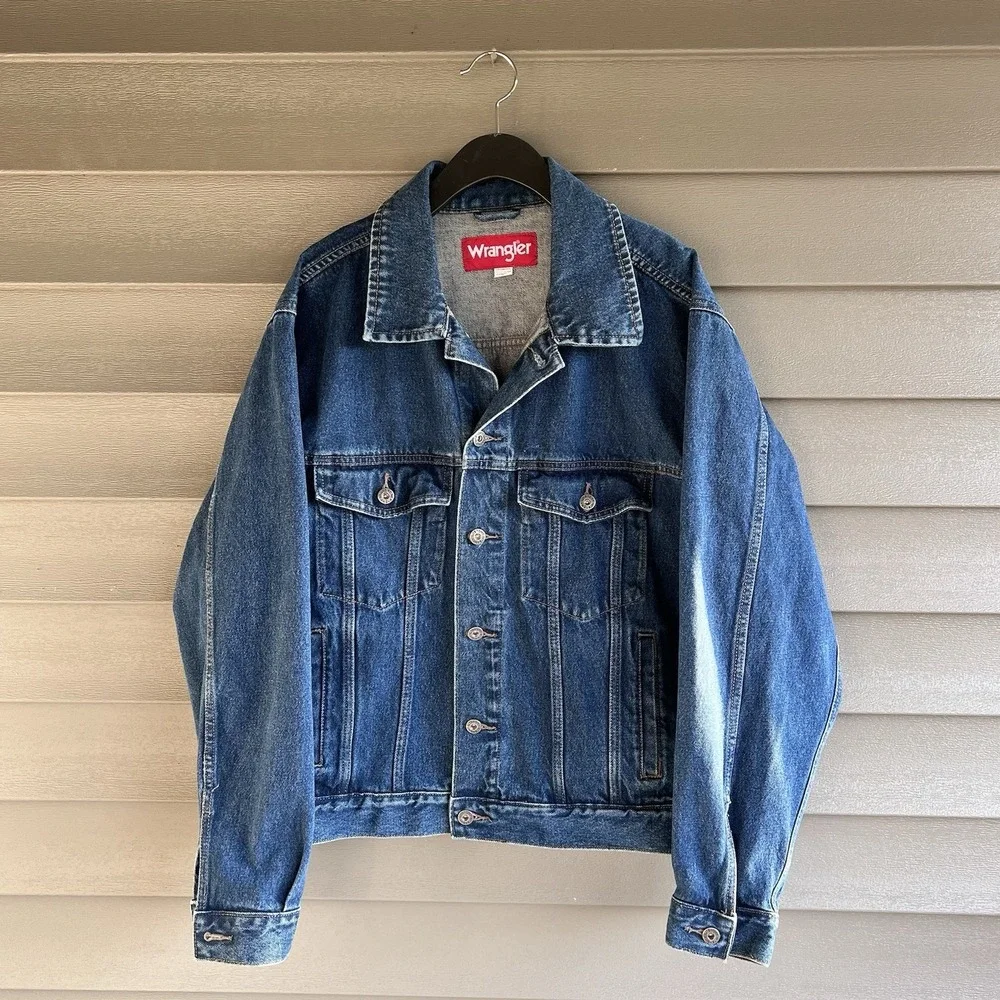 Vintage Wrangler Hero Jean Jacket Mens Large Blue Denim Trucker Y2K Workwear